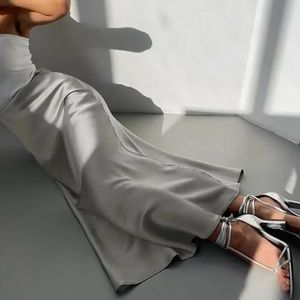 Elegant Women's Fashion Satin Silk A-line Skirt